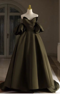 Robe de mariée en satin, robe de mariée unique, robe de mariée vert armée Y6813