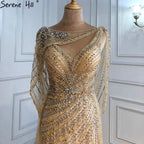 Luxus Champagner Sexy Split Abendkleider 2025 Diamant Sleeveless Meerjungfrau Formale Kleid Ruhigen Hill LA70301