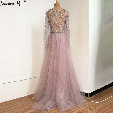 Dubai Luxury Grey With DetachableTrain Evening Dresses 2025 Long Diamond Mermaid Beading Formal Dress LA70341