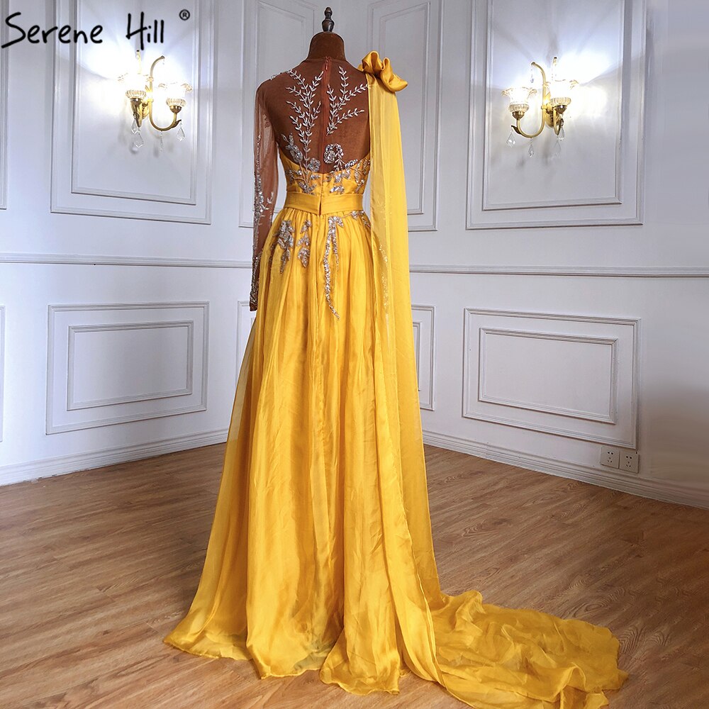 Blue Cape Sleeve Sexy Evening Dresses Gowns 2025 Beaded A-Line For Woman Wedding Party LA70308