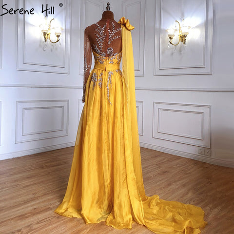 Blue Cape Sleeve Sexy Evening Dresses Gowns 2025 Beaded A-Line For Woman Wedding Party LA70308