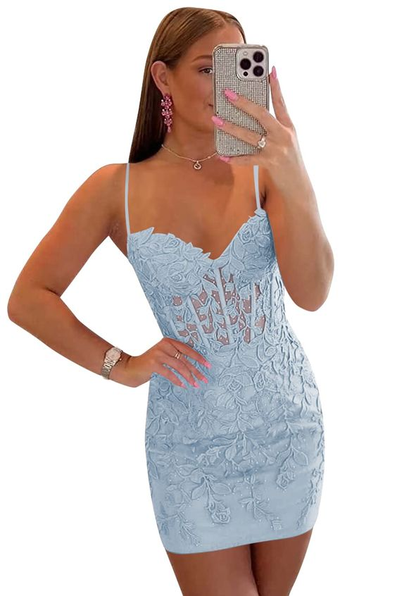 Vestidos ajustados de tirantes finos para adolescentes para el baile de bienvenida Y2892