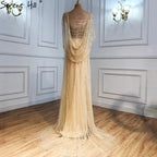 Luxus Champagner Sexy Split Abendkleider 2025 Diamant Sleeveless Meerjungfrau Formale Kleid Ruhigen Hill LA70301