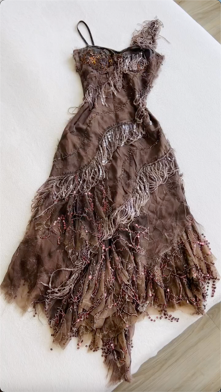 Vestido de noche vintage de gasa con lentejuelas y hombros descubiertos, estilo formal, modelo Y8300