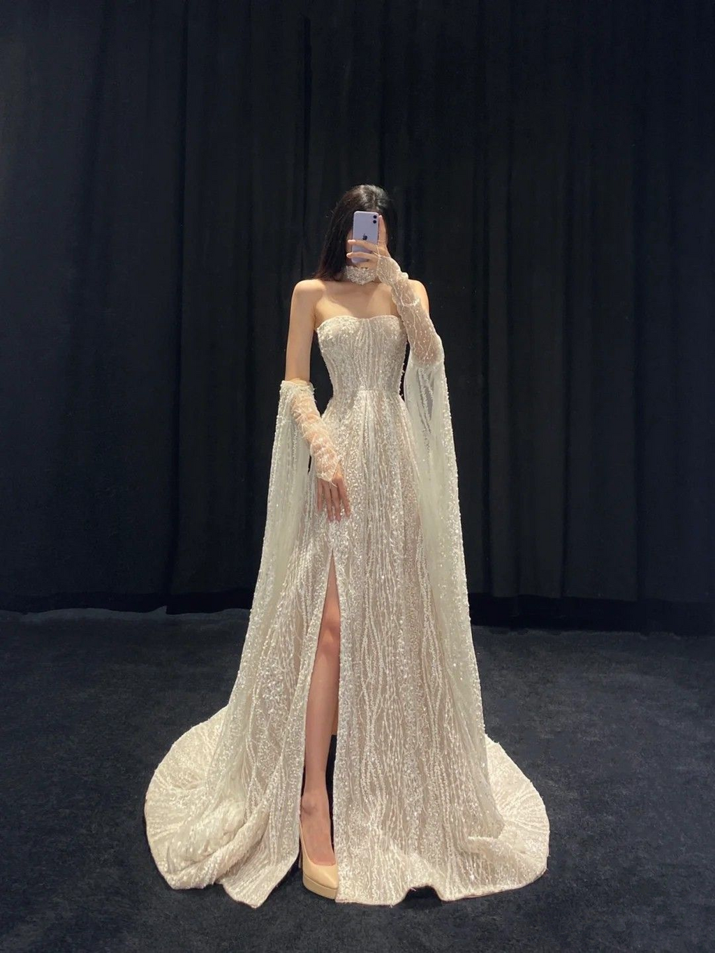 Robe de mariée bustier luxueuse avec fente, robe de mariée époustouflante Y4428