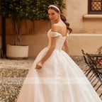 HERBURNL Princess Vestidos de novia preciosos hechos a medida, sexys, con hombros descubiertos, apliques de encaje, elegantes batas de novia 