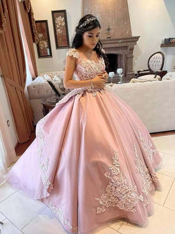 Vestido de baile de satén rosa encantador, vestido rosa para quinceañera Y6496