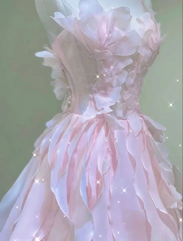 Robe de princesse rose à volants, robe de bal rose Y1971