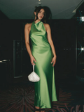 Robe de bal longue verte dos nu sexy Y8230