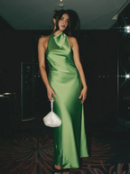 Robe de bal longue verte dos nu sexy Y8230