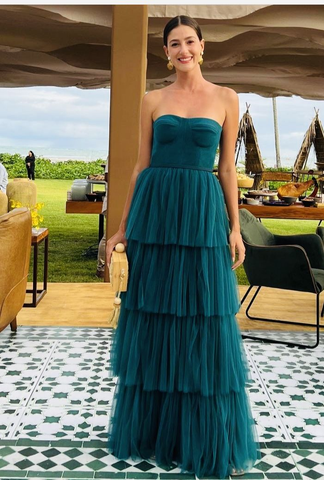 Robe de bal bustier en tulle à volants, robe de soirée élégante en tulle, Y2524