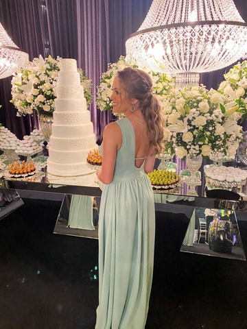 Vestido de noche verde menta de un solo hombro, vestido de dama de honor Y5101