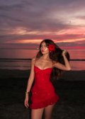 Vestido corto de fiesta de graduación con tirantes finos rojos, estilo tubo, modelo Y8416