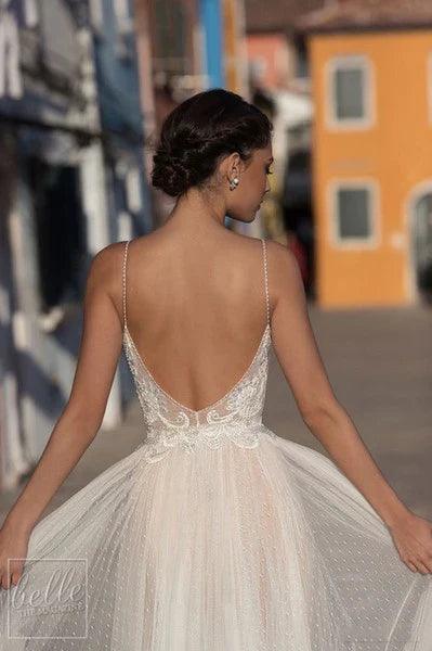 Baoleely Sexy Modest Illusion Backless Wedding Dresses Dot Lace Beach Bridal Gown vestido de noiva mariage gelinlik abiti da sposa