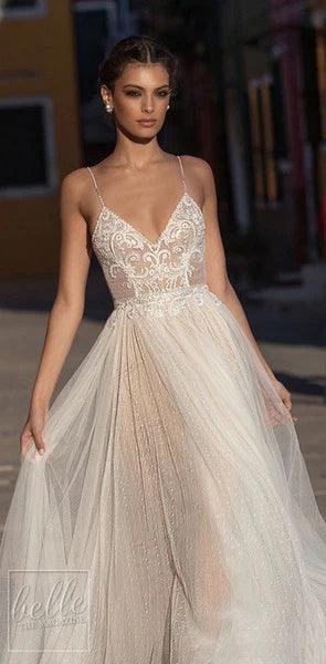 Baoleely Sexy Modest Illusion Backless Wedding Dresses Dot Lace Beach Bridal Gown vestido de noiva mariage gelinlik abiti da sposa