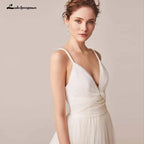 Robe de mariée sexy à fines bretelles en tulle, Vestido De Novia, sans manches, col en V, dos nu, robe de mariée 