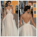 Baoleely Sexy Modest Illusion Backless Wedding Dresses Dot Lace Beach Bridal Gown vestido de noiva mariage gelinlik abiti da sposa