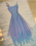 Vestido de fiesta de corte A de tul lila con tirantes y flores Y8143