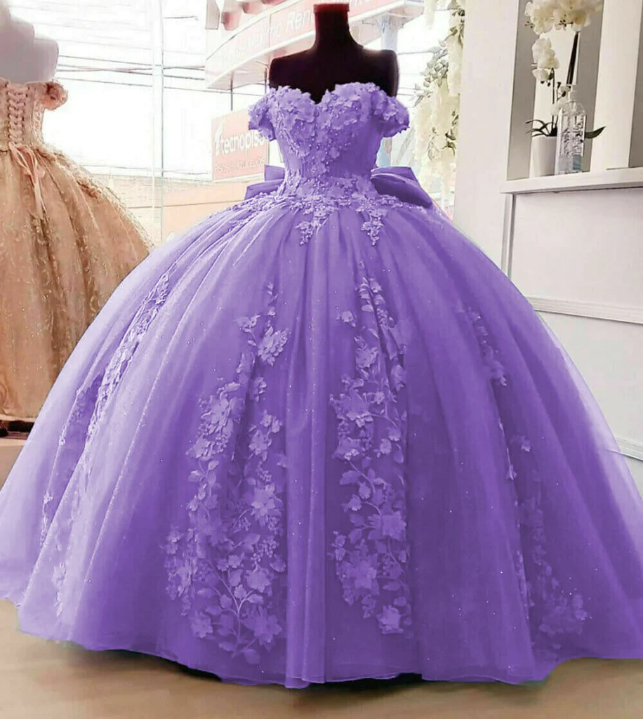 Vestido de quinceañera de princesa con cuentas y gran lazo, vestido de baile para dulces 15 y 16 años Y1485