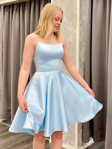 Robe de bal de fin d'année en satin bleu, robe de remise de diplôme des 18 ans Y3074