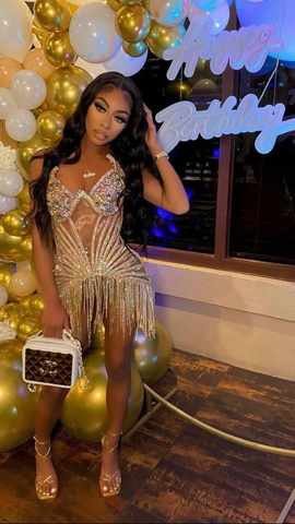 Vestido brillante para fiesta de cumpleaños número 22, vestido sexy para baile de bienvenida con borla Y2329