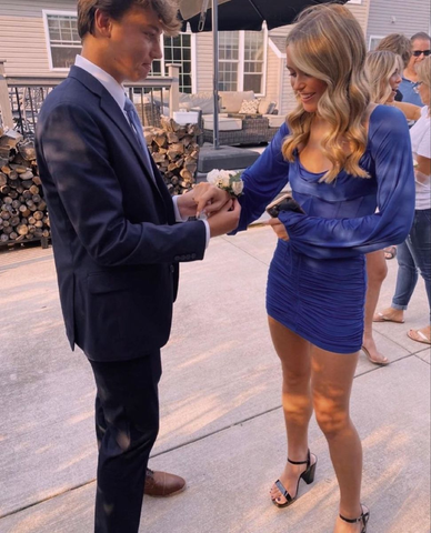 Vestido de fiesta corto ajustado para mujer, de malla, manga larga, cuello cuadrado y volantes, modelo Y3050