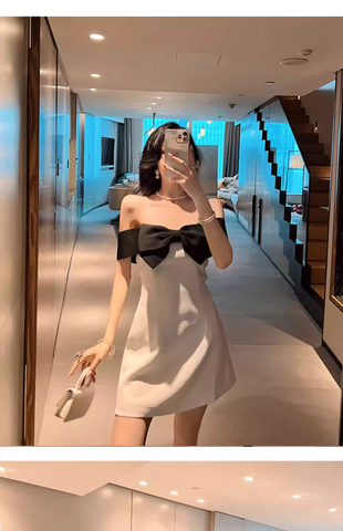 Vestidos de cóctel sexys, elegante vestido corto de fiesta con lazo Y1894