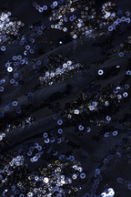 Vestido de noche azul marino con lentejuelas y cuentas, elegante vestido de graduación Y1832