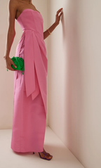 Elegante vestido de noche rosa sin tirantes hasta el suelo para baile de graduación Y8406