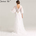 On Sale No Return No Refund Sale Half Sleeve Dream Feather Tassel  Evening Dresses 2025 White Pearls Fashion Sexy Formal Evening Gowns LA6225