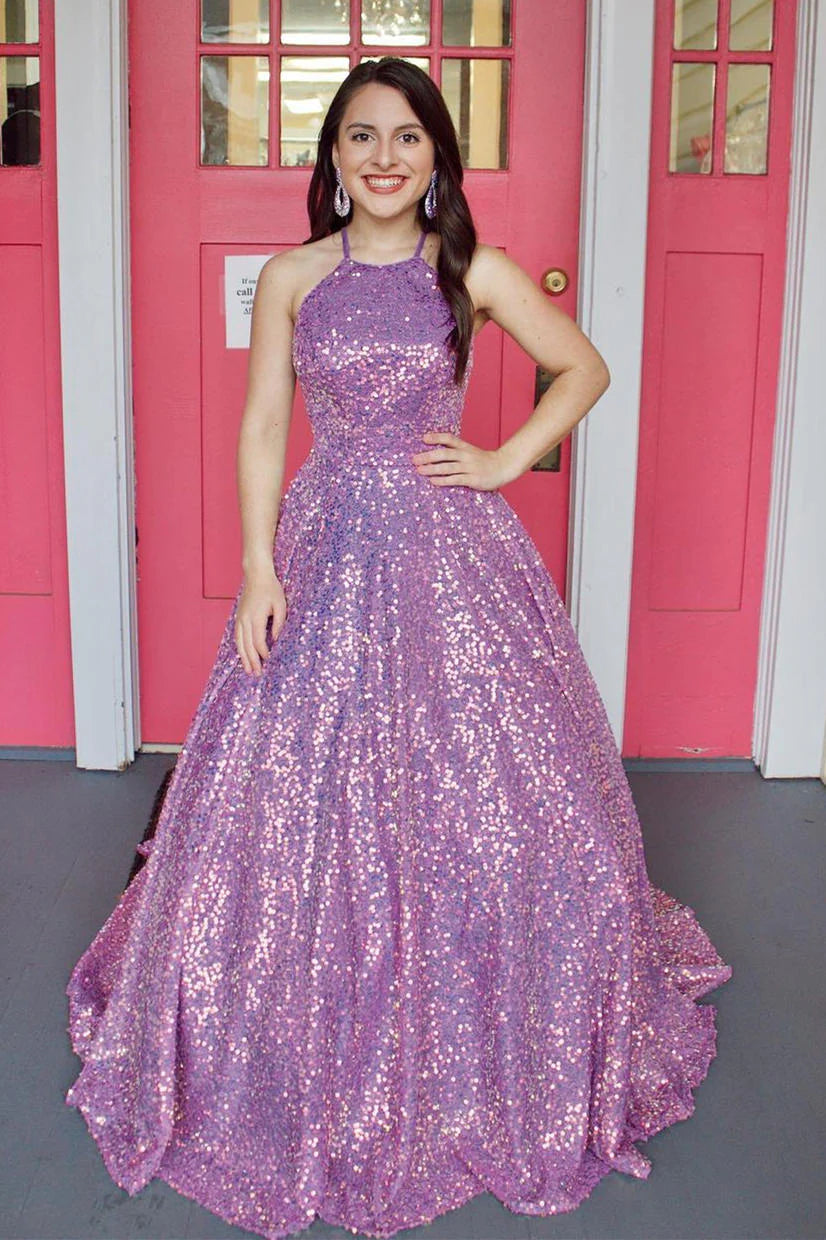 Halter Sequins Formal Dress SYP155
