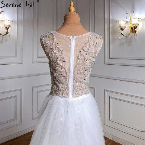 Luxury Ivory Mermaid Evening Dresses Gowns 2025 Beading Elegant With Train Formal Dress LA71109