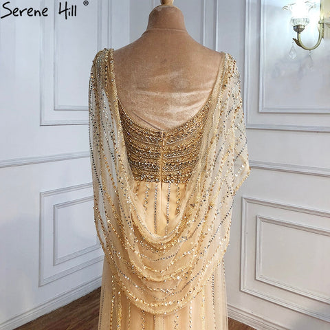 Luxus Champagner Sexy Split Abendkleider 2025 Diamant Sleeveless Meerjungfrau Formale Kleid Ruhigen Hill LA70301