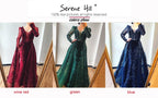 Velvet Wine Red Evening Dresses Long Sleeves Luxury Design Beading  Formal Dress 2025 Plus Size LA60903
