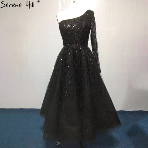 Green Luxury Ankle Length Evening Dresses Gowns 2025 One Shoulder Beading Sexy For Woman Party LA71021