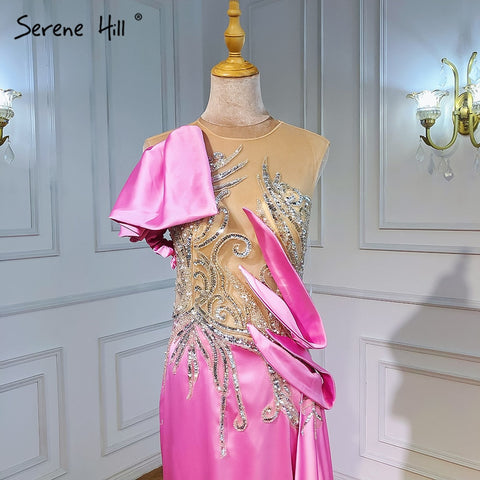 Beige Mermaid Overskirt Evening Dresses Gowns 2025 Satin Beaded Elegant For Women Party LA71199