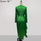 Green Satin Simple Evening Dresses Gowns 2025 Mermaid Elegant For Women Wedding Party LA71275