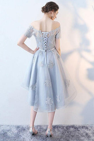 High Low Homecoming Dress Off-the-shoulder Tulle Short Prom Dress PD355