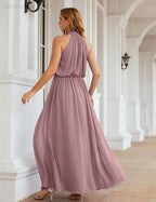 Baoleely  High Neck Chiffon Bridesmaid Dresses Long Evening Dresses Formal Evening Party Prom Gowns 28027