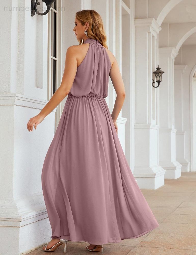 Baoleely  High Neck Chiffon Bridesmaid Dresses Long Evening Dresses Formal Evening Party Prom Gowns 28027
