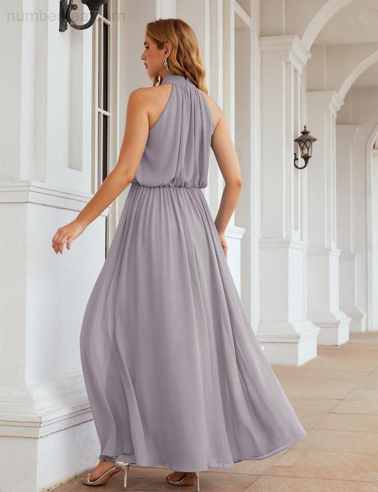 Baoleely  High Neck Chiffon Bridesmaid Dresses Long Evening Dresses Formal Evening Party Prom Gowns 28027