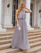 Baoleely  High Neck Chiffon Bridesmaid Dresses Long Evening Dresses Formal Evening Party Prom Gowns 28027