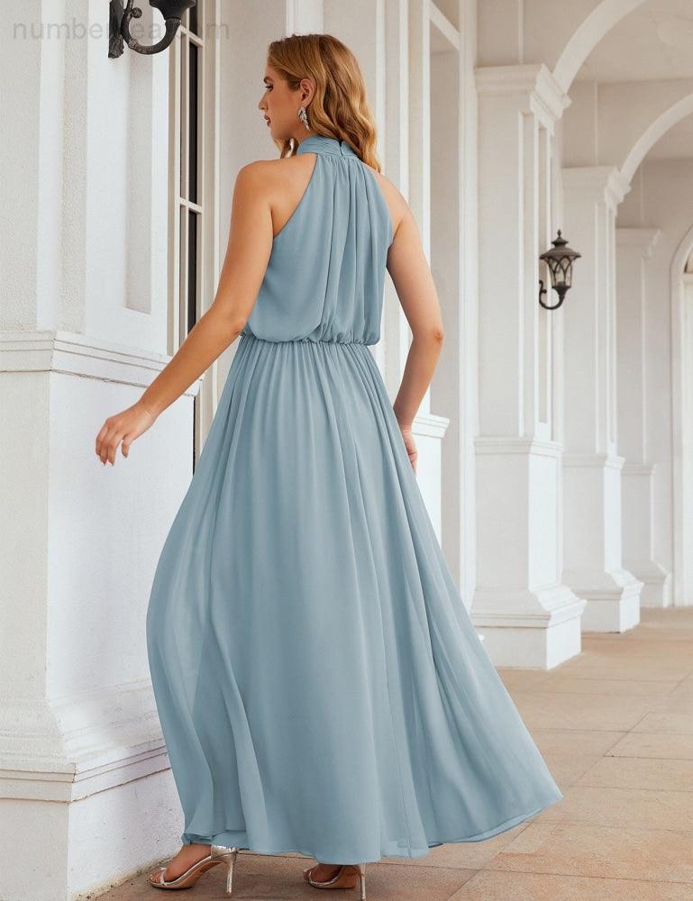 Baoleely  High Neck Chiffon Bridesmaid Dresses Long Evening Dresses Formal Evening Party Prom Gowns 28027