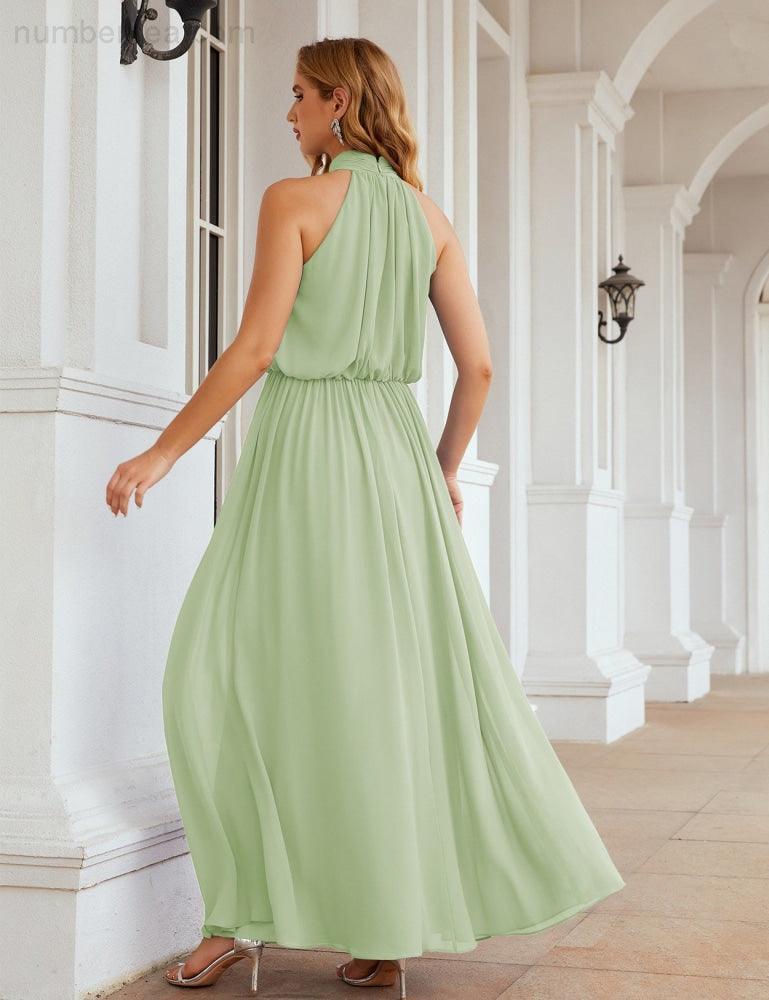 Baoleely  High Neck Chiffon Bridesmaid Dresses Long Evening Dresses Formal Evening Party Prom Gowns 28027