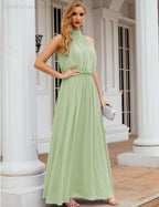 Baoleely  High Neck Chiffon Bridesmaid Dresses Long Evening Dresses Formal Evening Party Prom Gowns 28027