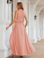 Baoleely  High Neck Chiffon Bridesmaid Dresses Long Evening Dresses Formal Evening Party Prom Gowns 28027
