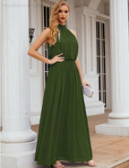 Baoleely  High Neck Chiffon Bridesmaid Dresses Long Evening Dresses Formal Evening Party Prom Gowns 28027