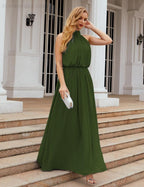 Baoleely  High Neck Chiffon Bridesmaid Dresses Long Evening Dresses Formal Evening Party Prom Gowns 28027