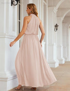 Baoleely  High Neck Chiffon Bridesmaid Dresses Long Evening Dresses Formal Evening Party Prom Gowns 28027