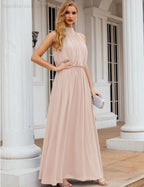 Baoleely  High Neck Chiffon Bridesmaid Dresses Long Evening Dresses Formal Evening Party Prom Gowns 28027